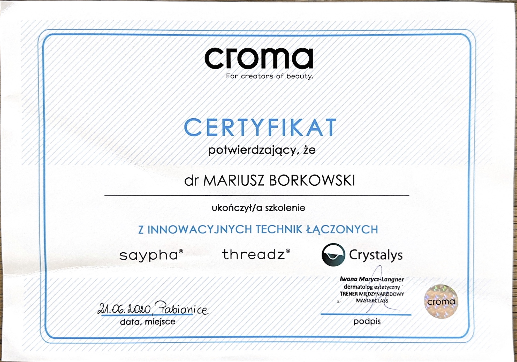 Dyplom Mariusz Borkowski