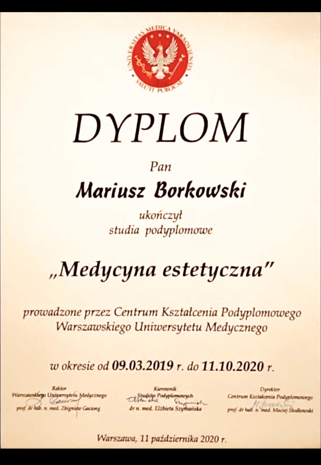 Dyplom Mariusz Borkowski