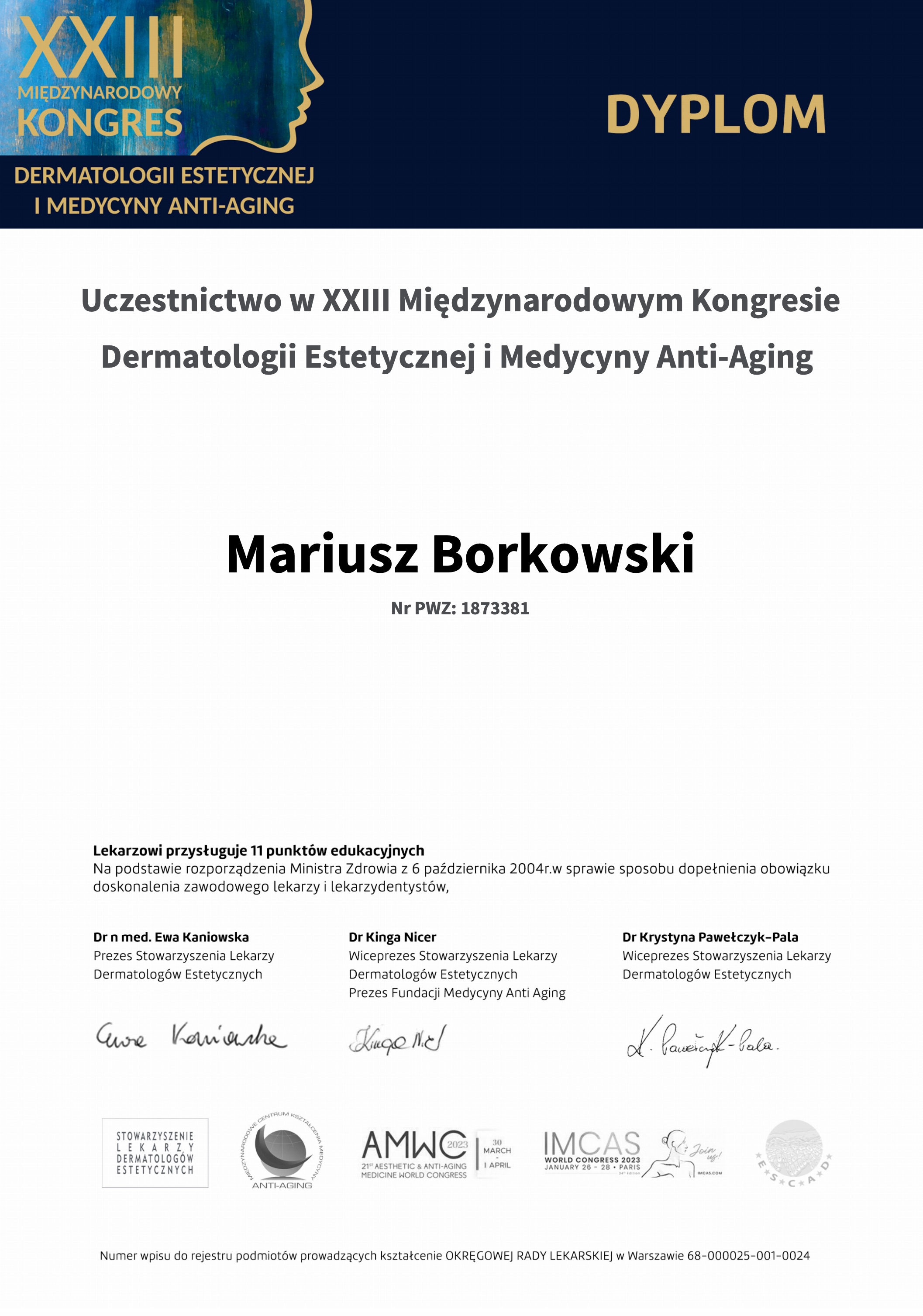 Dyplom Mariusz Borkowski