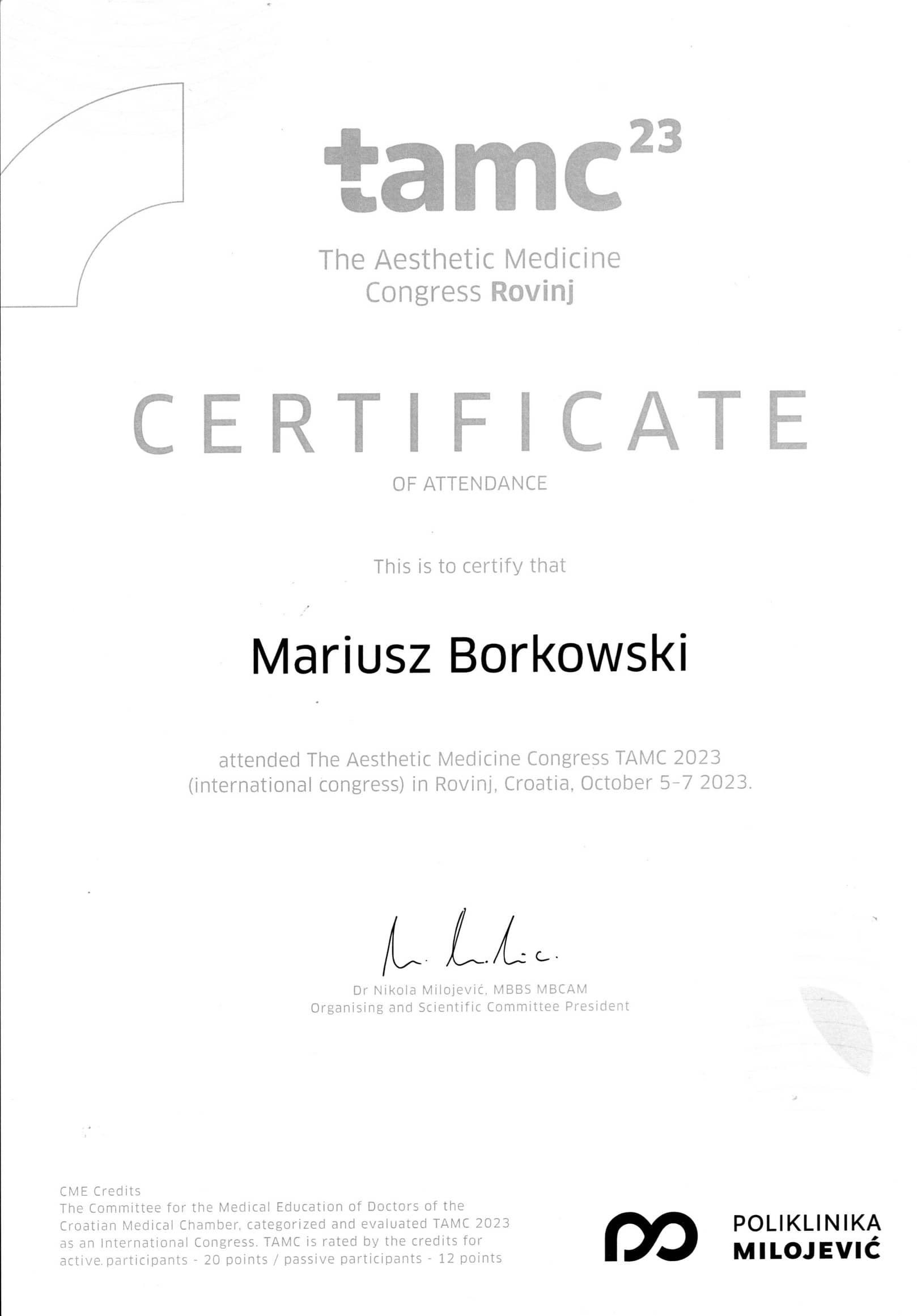 Dyplom Mariusz Borkowski