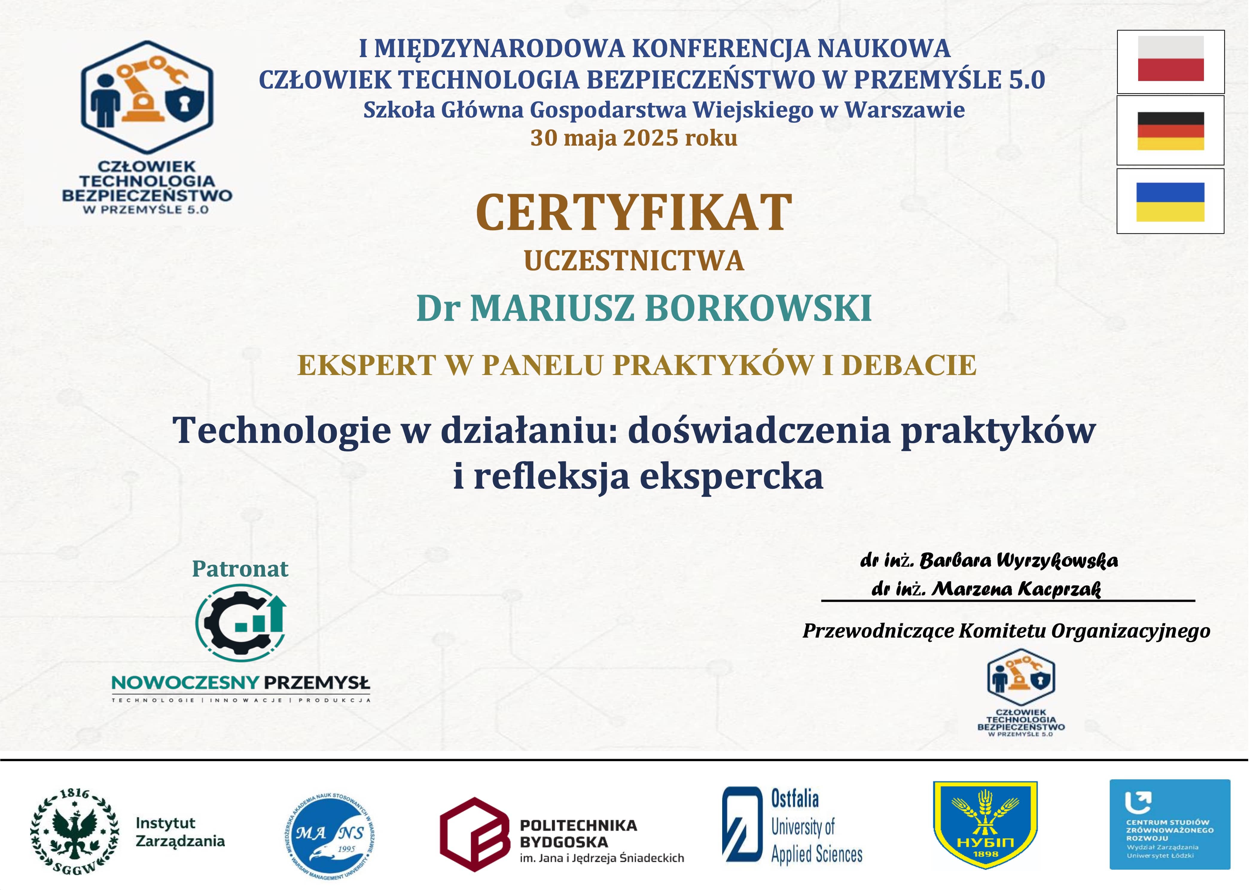 Dyplom Mariusz Borkowski
