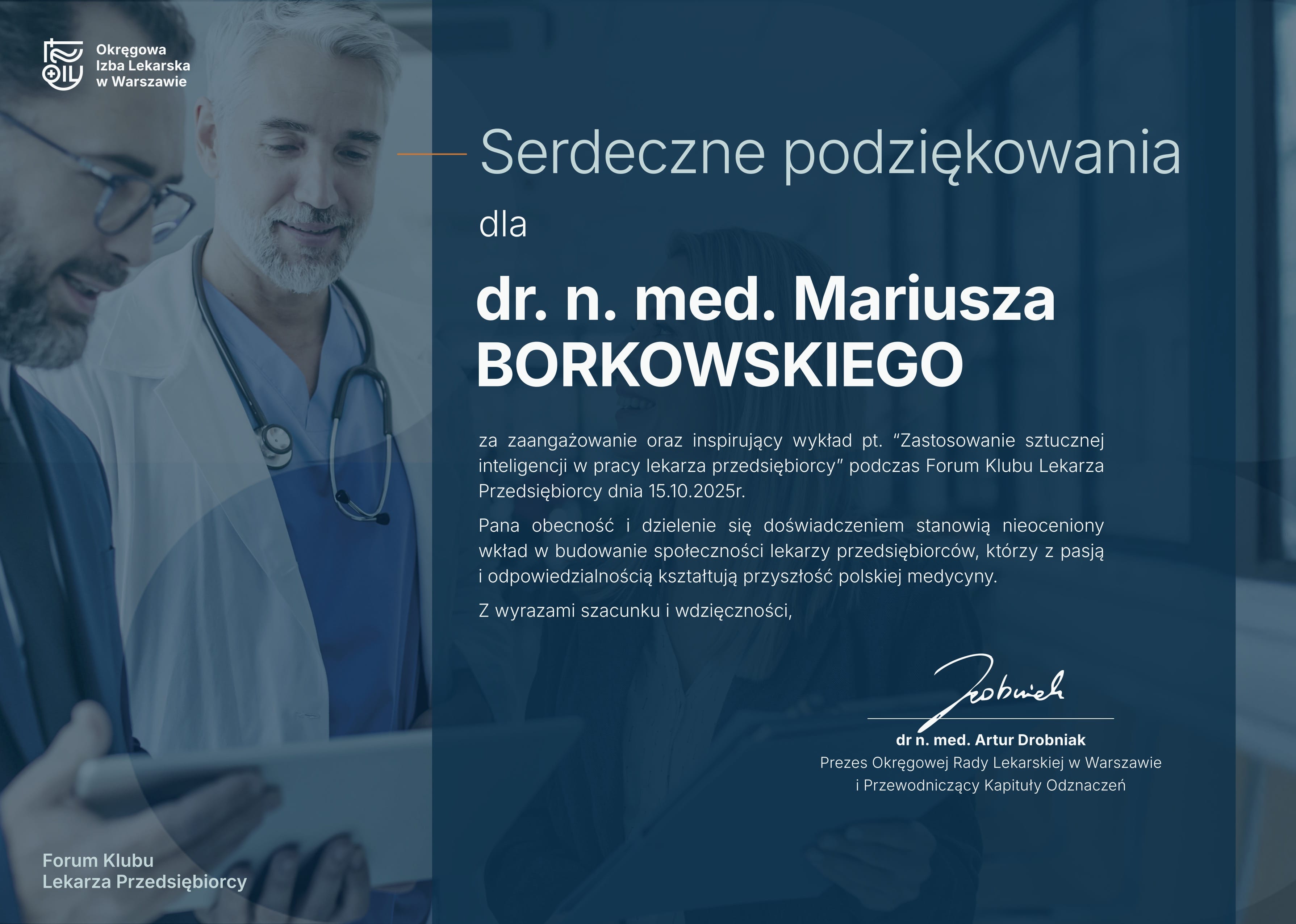 Dyplom Mariusz Borkowski